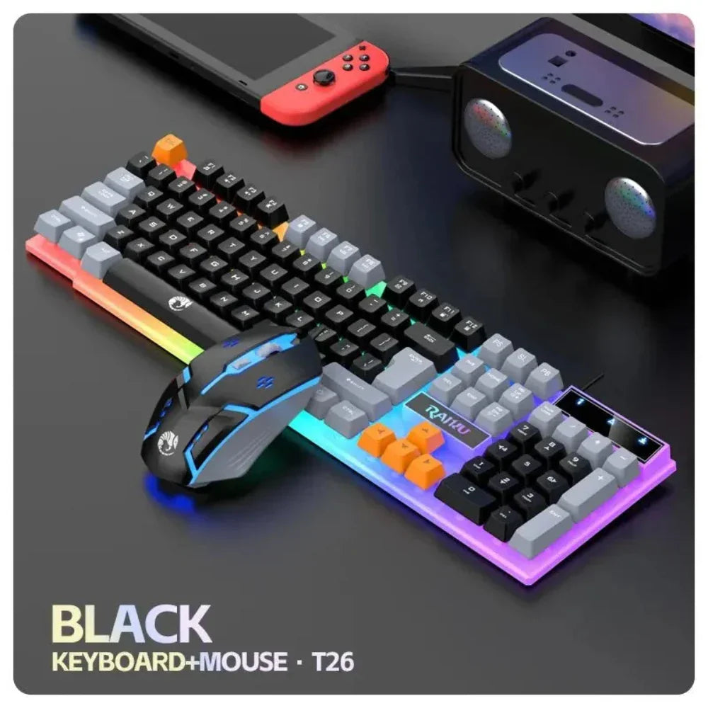 Wired Gaming Keyboard and Mouse Set with 104 LED Keys