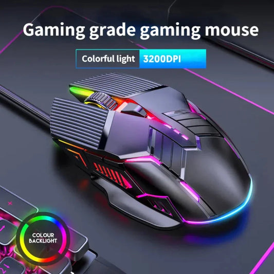 Silent Wired Gaming Mouse with 3200 DPI for Enhanced Precision