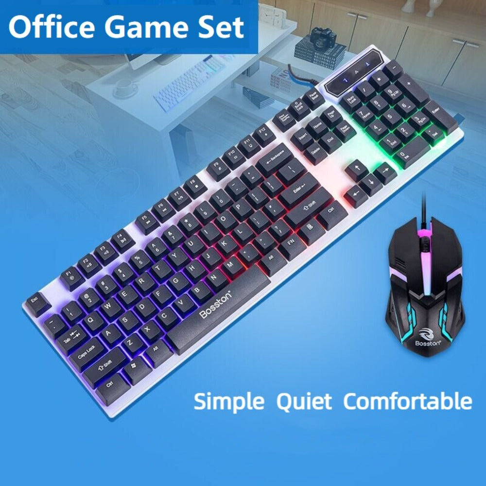 Gaming Keyboard and Mouse Set with LED Lights