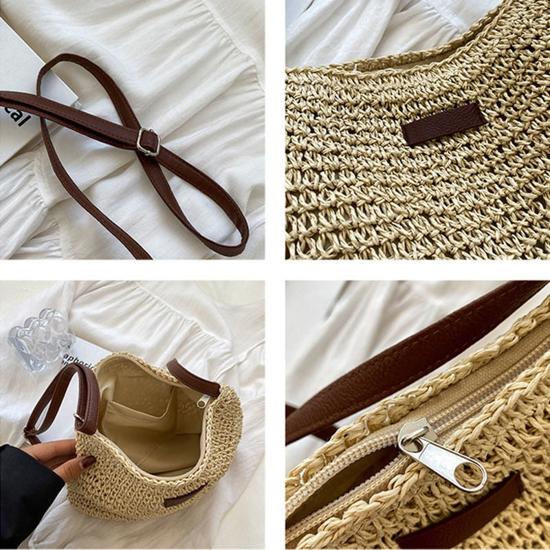 Summer Straw Shoulder Bag for a Relaxed Look