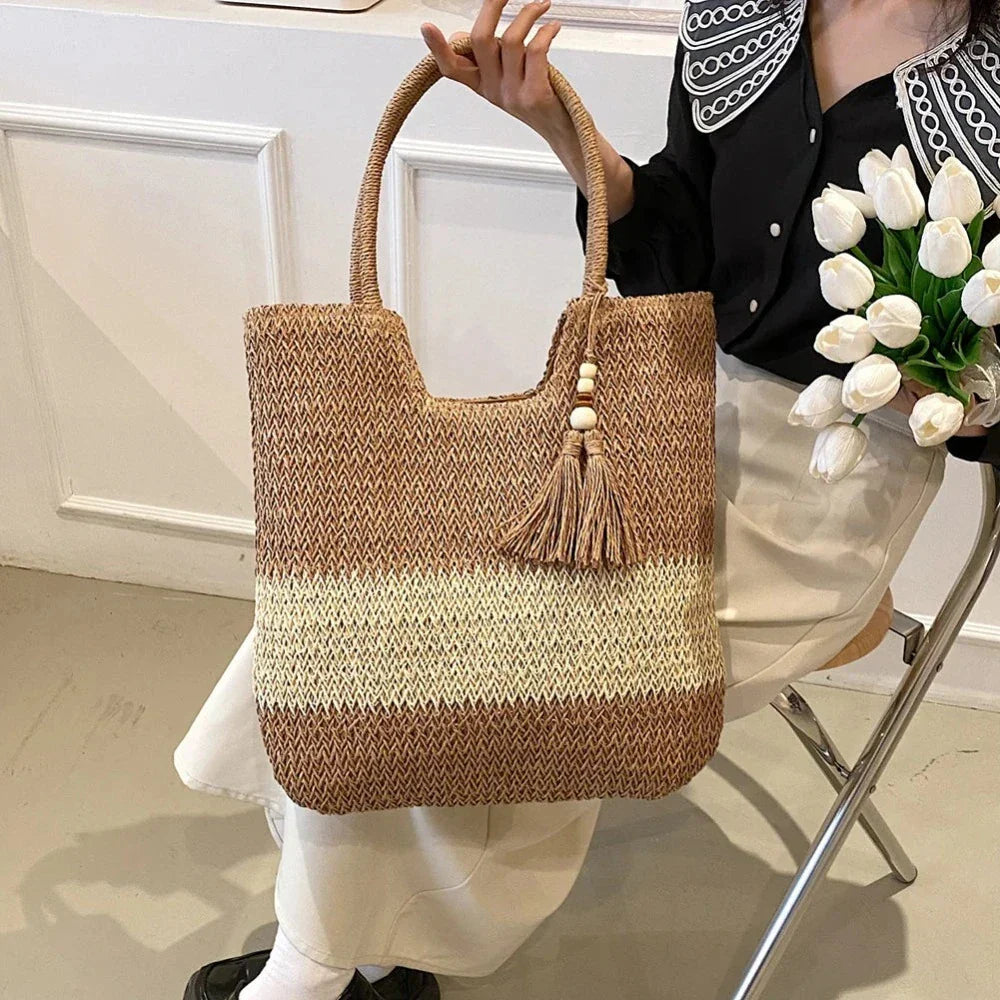 Straw Tote Bag for a Stylish Day at the Beach