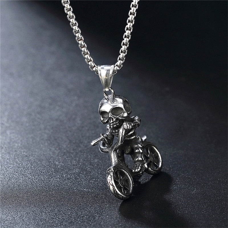 Bike Necklace with a Skeleton Design