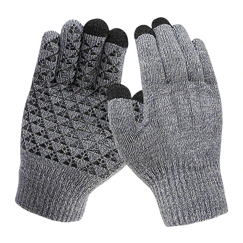 Touchscreen Knit Gloves for Men with Heating Feature
