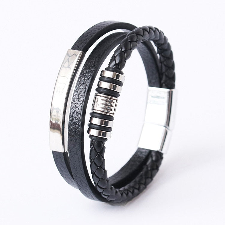 Vegan Leather Bracelet with a Layered Appearance