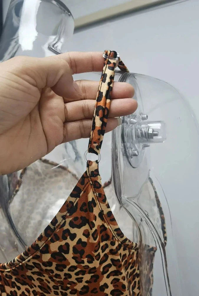 Sleeveless Dress with Leopard Print for Women