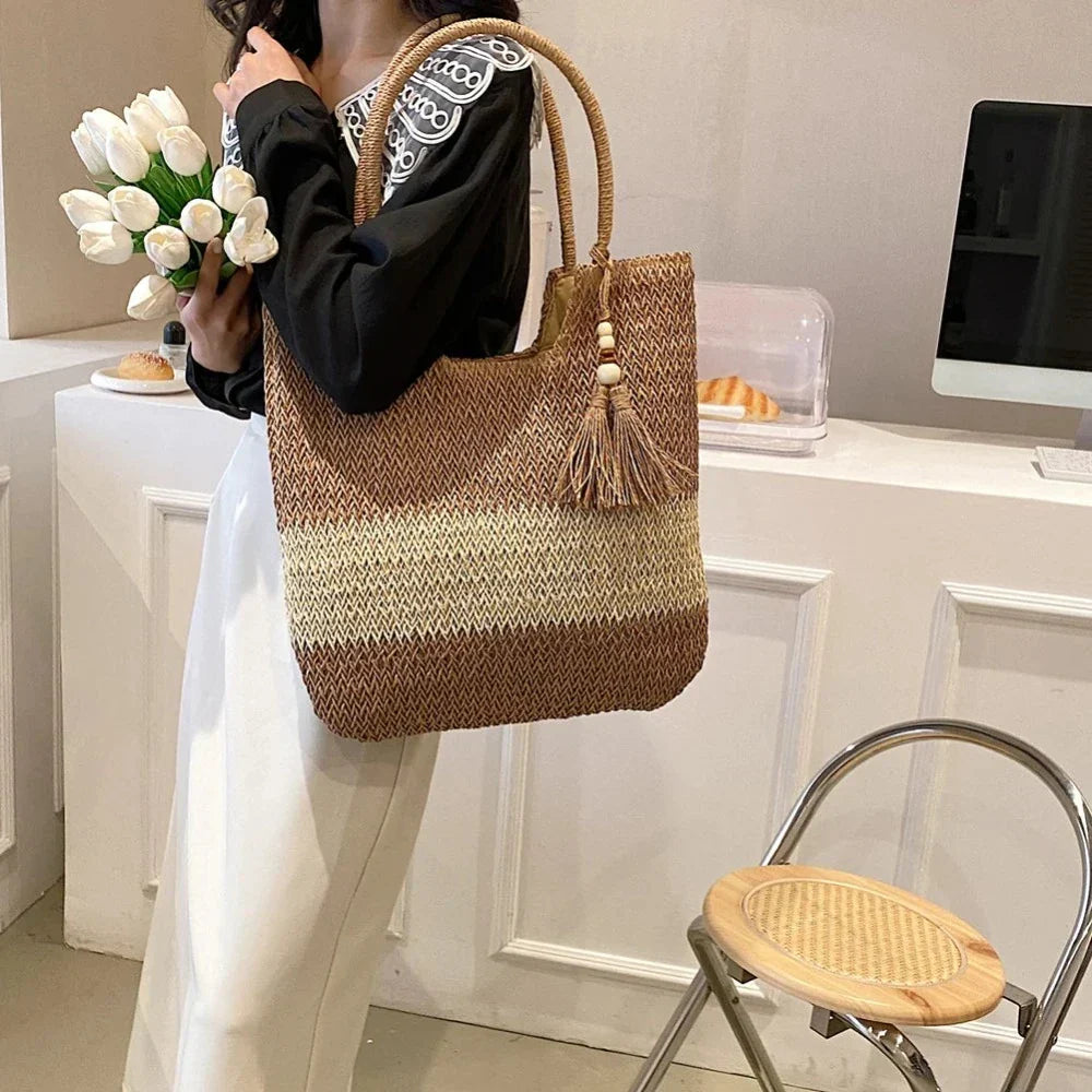 Straw Tote Bag for a Stylish Day at the Beach