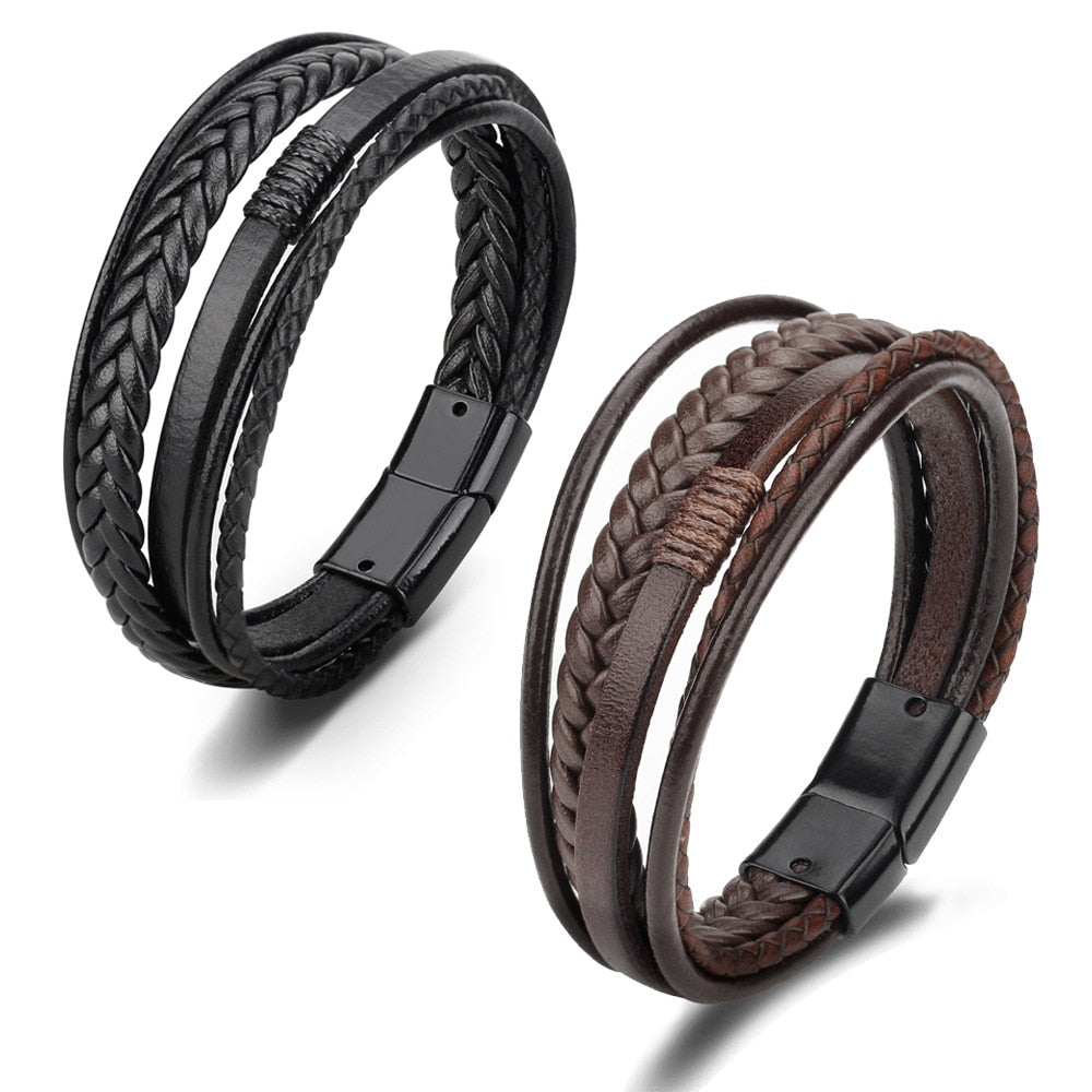 Vegan Leather Bracelet with a Layered Appearance