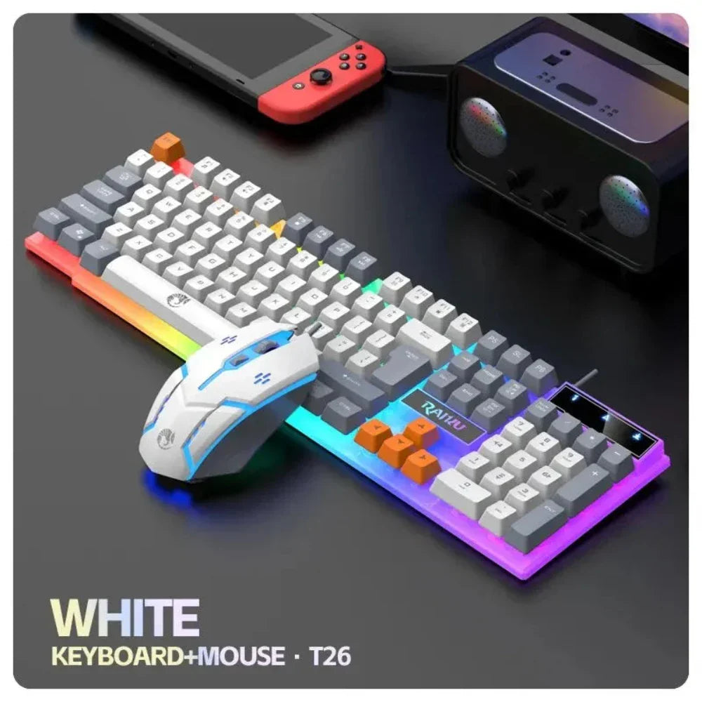 Wired Gaming Keyboard and Mouse Set with 104 LED Keys