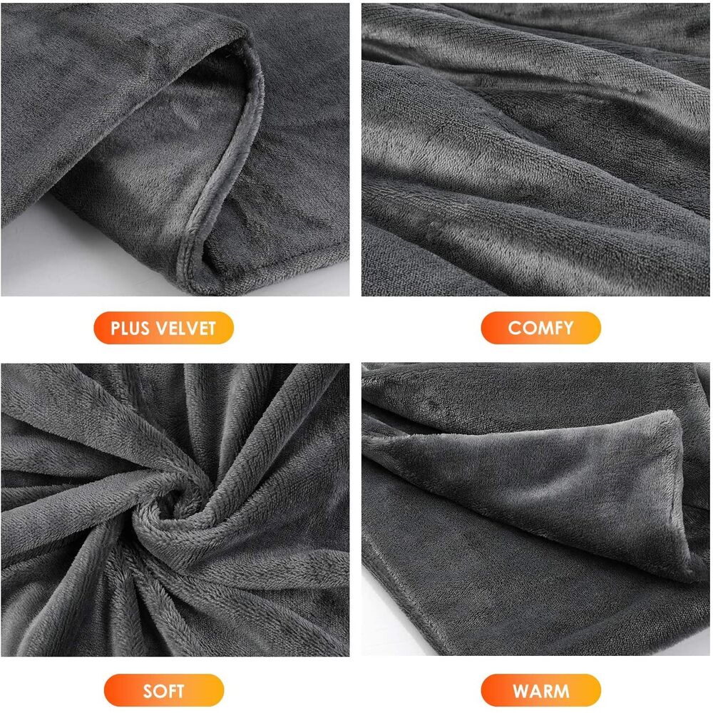 Velvet Plush Throw Blanket with Built-In Heating