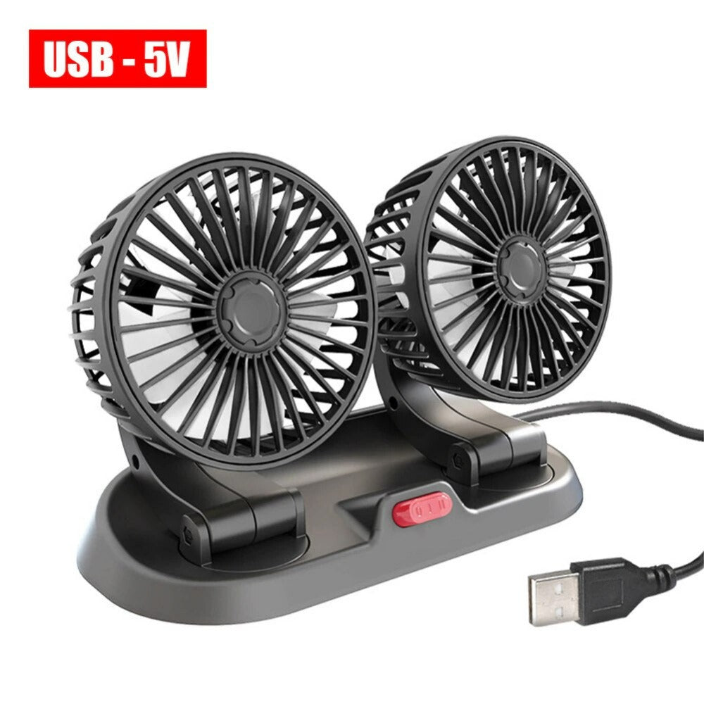 Adjustable Car Fan with Dual Ventilation