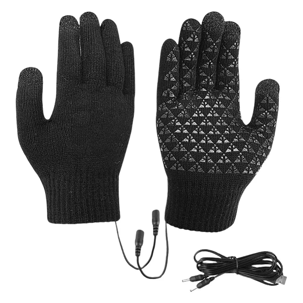 Touchscreen Knit Gloves for Men with Heating Feature