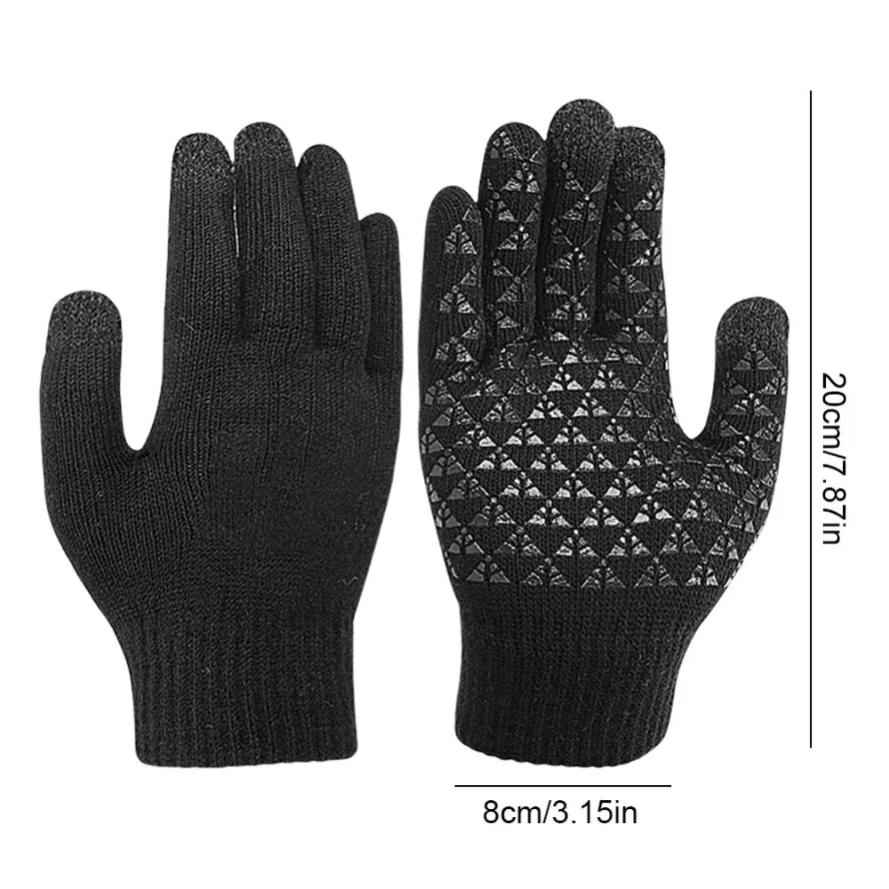Touchscreen Knit Gloves for Men with Heating Feature