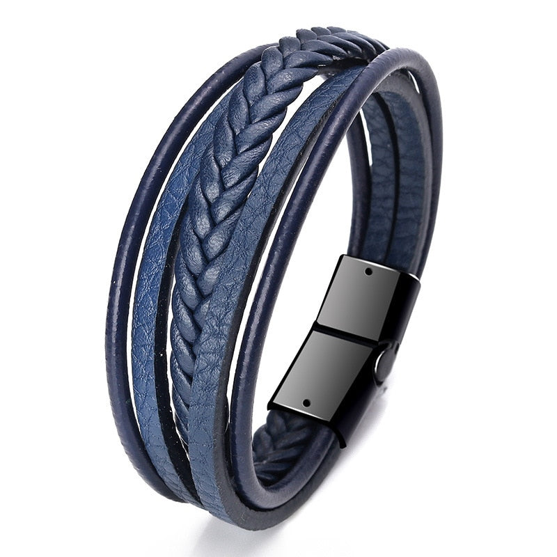 Vegan Leather Bracelet with a Layered Appearance
