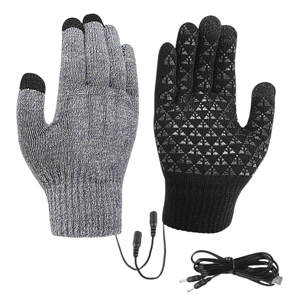 Touchscreen Knit Gloves for Men with Heating Feature