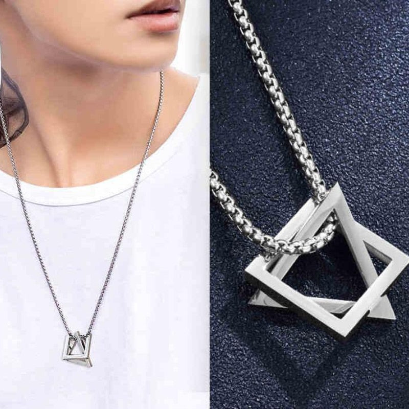 Triangle and Square Geometric Necklace