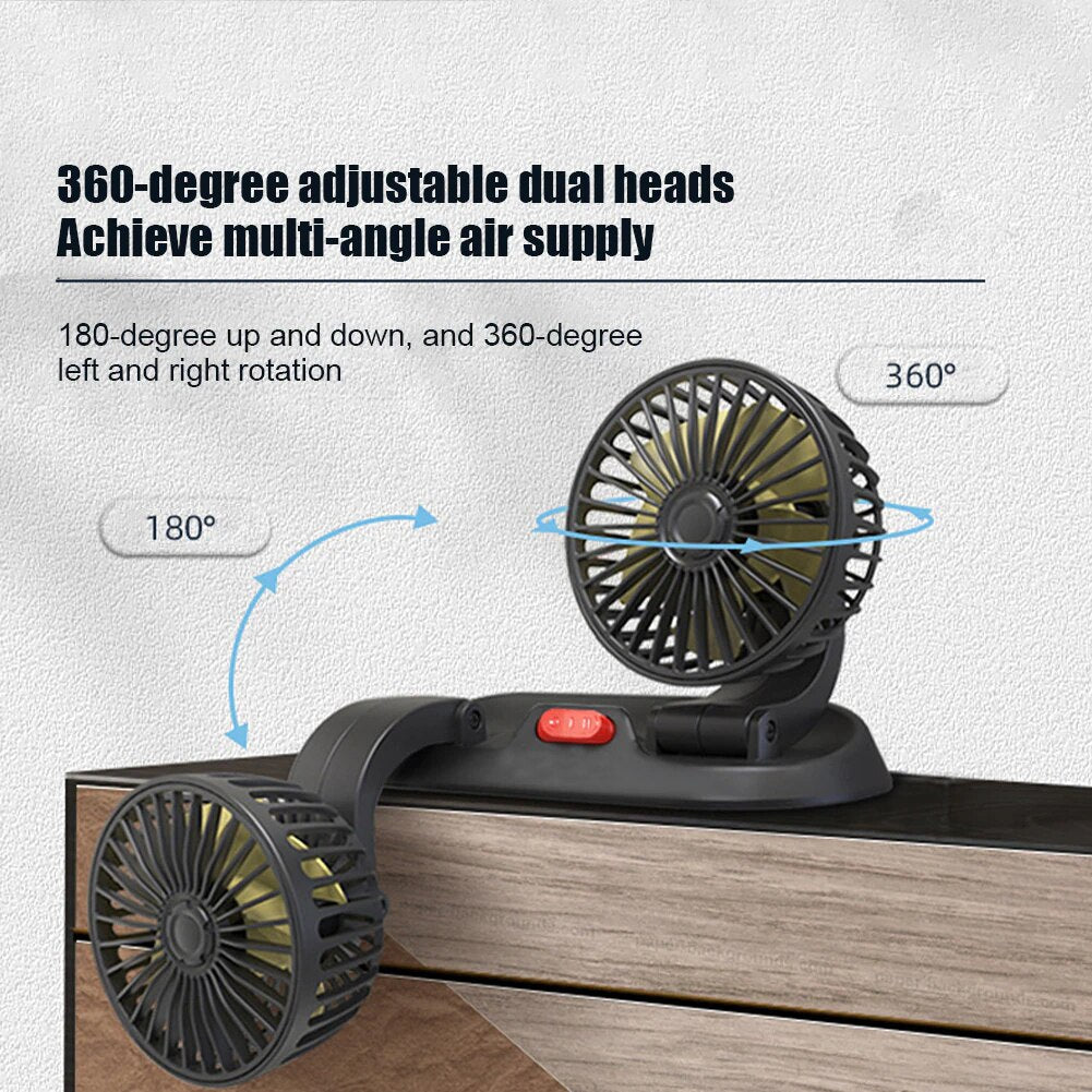 Adjustable Car Fan with Dual Ventilation