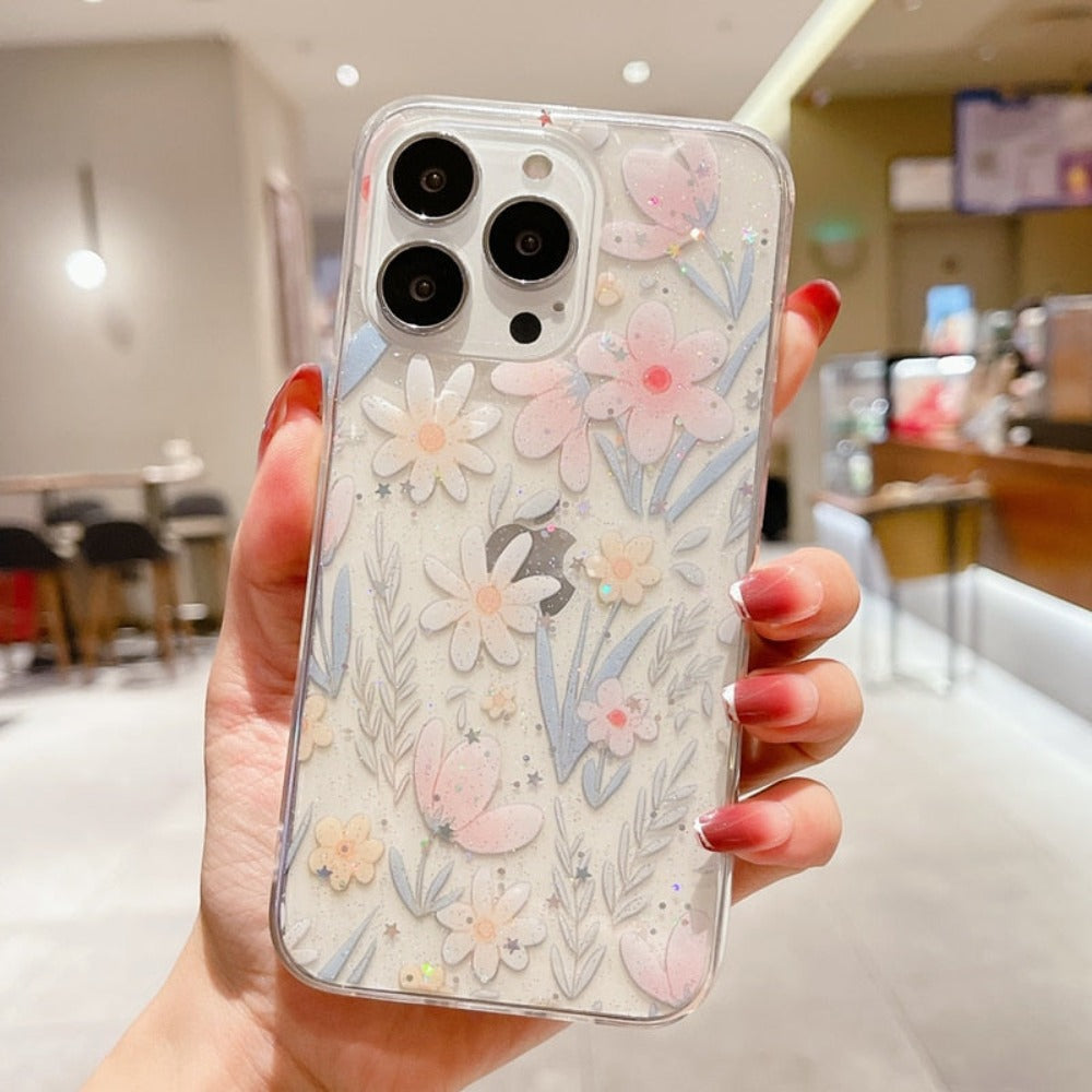 Sparkling Clear Floral Phone Case
