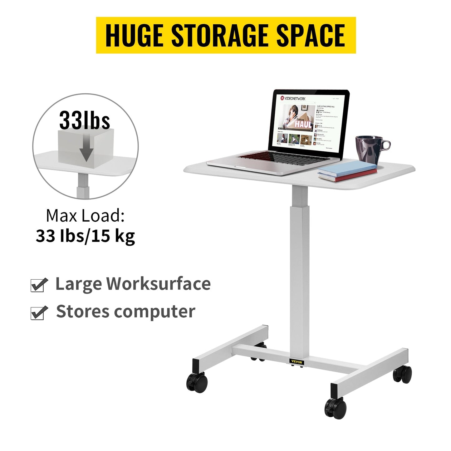 Versatile Laptop Mobile Desk With Secure Casters