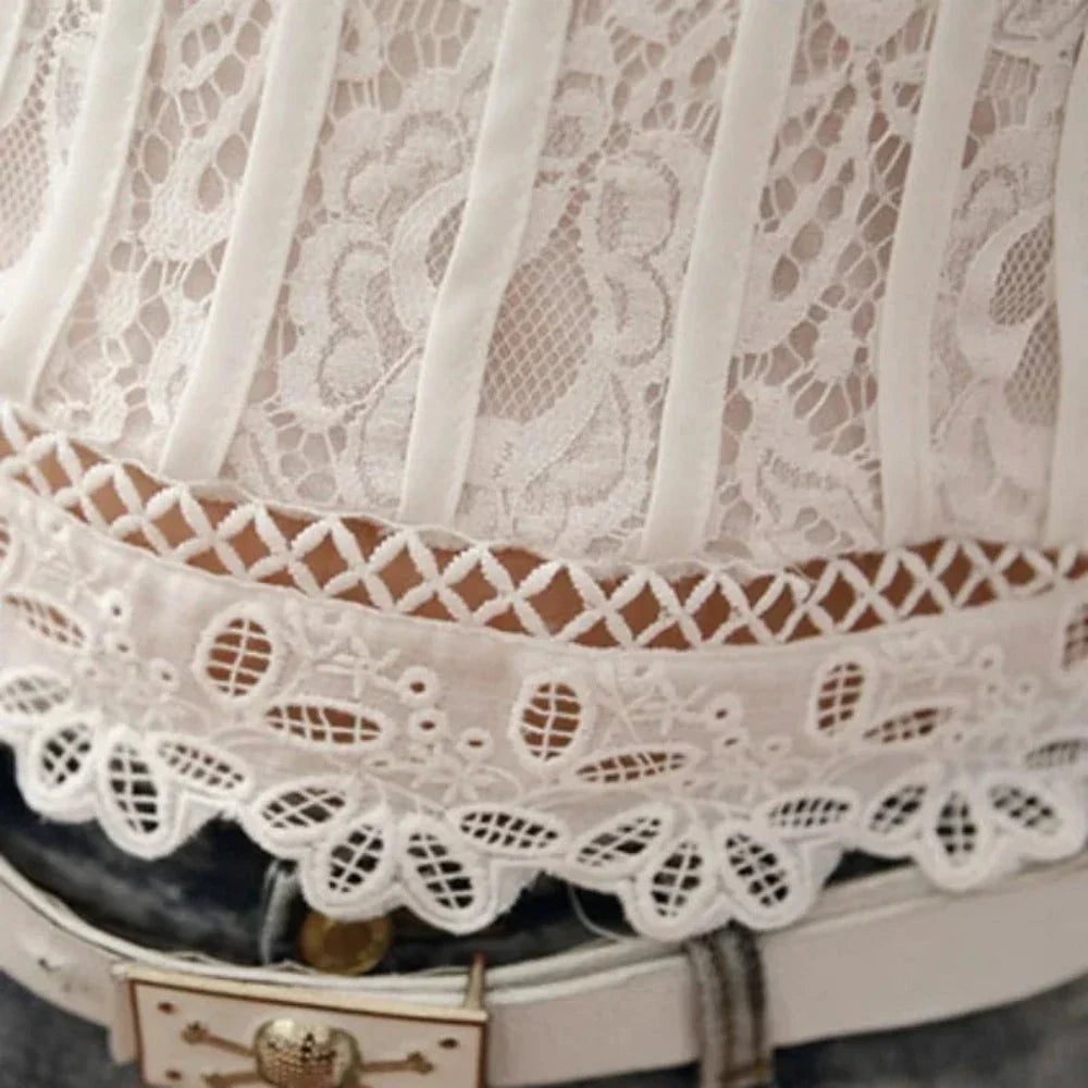Short-Sleeved Lace Blouse for Women