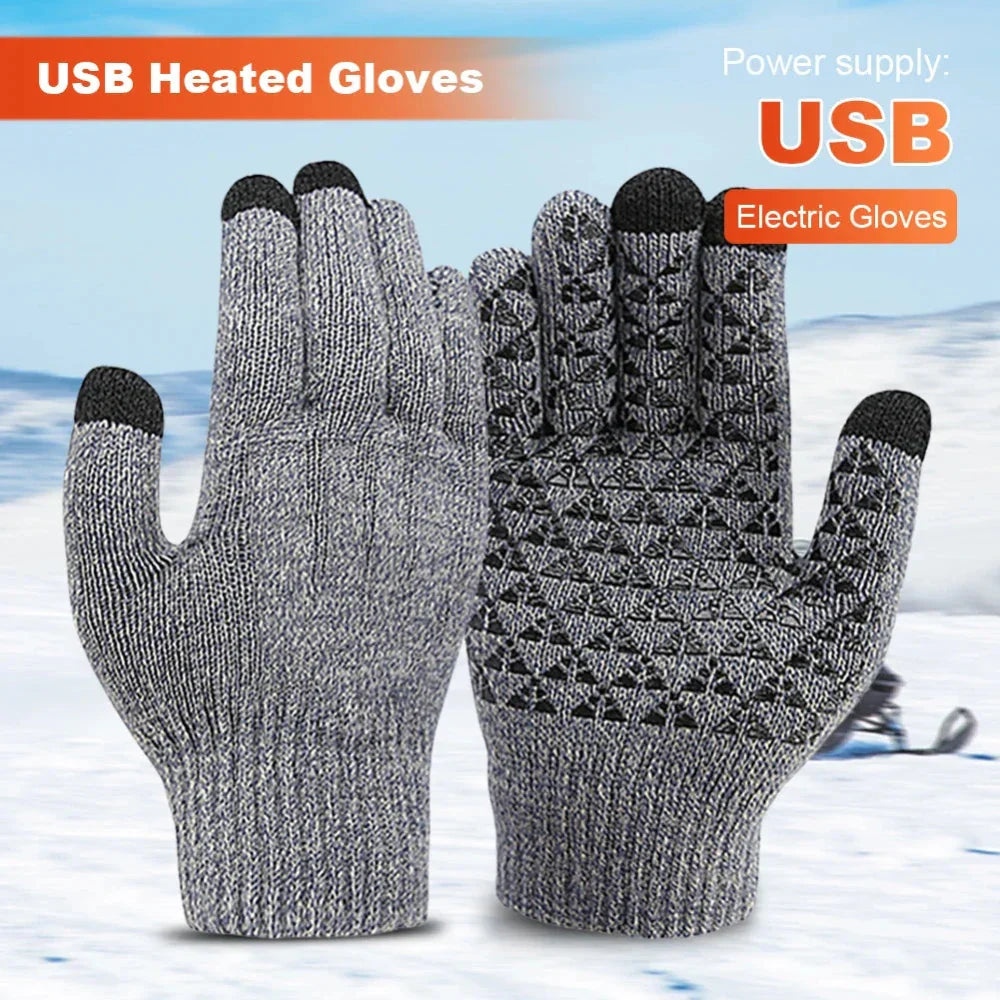 Touchscreen Knit Gloves for Men with Heating Feature