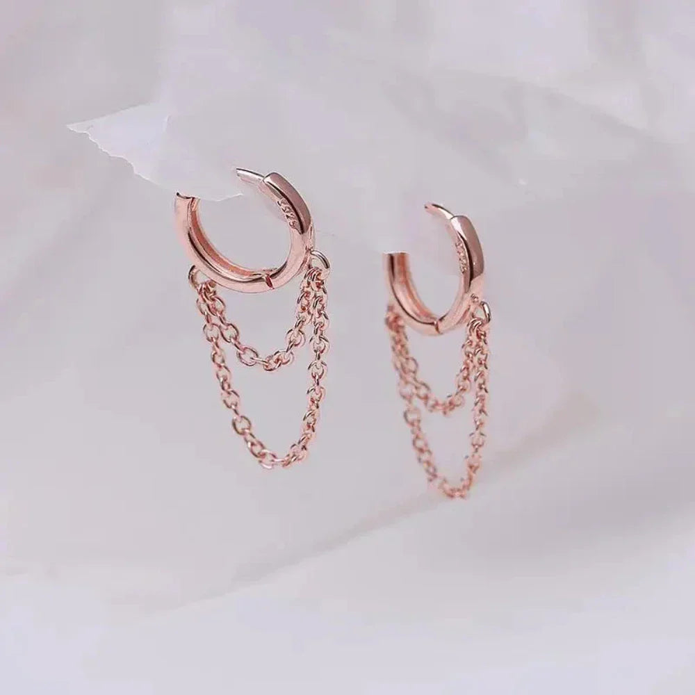 Fashion Earrings with Dual Hoops and Tassels