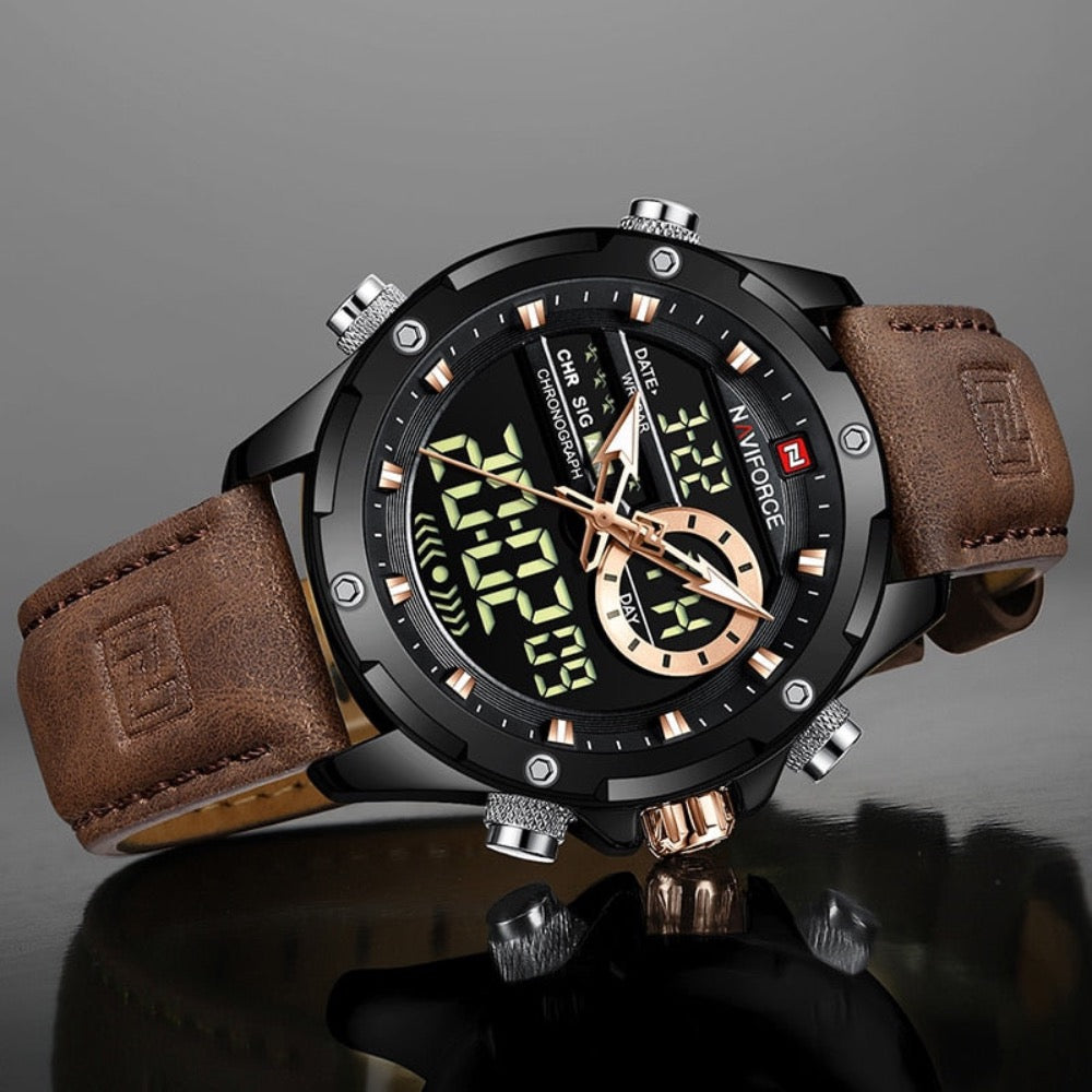 Waterproof Men's Military Watch with Dual Functionality