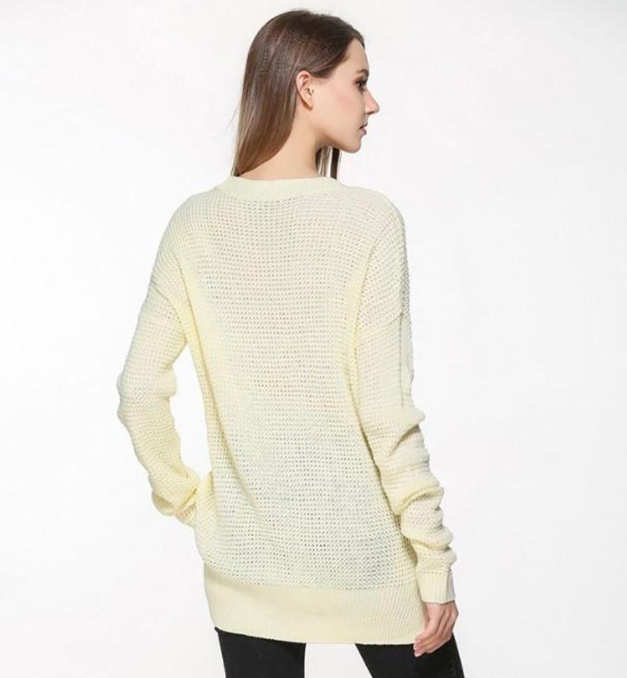 Relaxed Fit Sweater with Round Neckline for Women