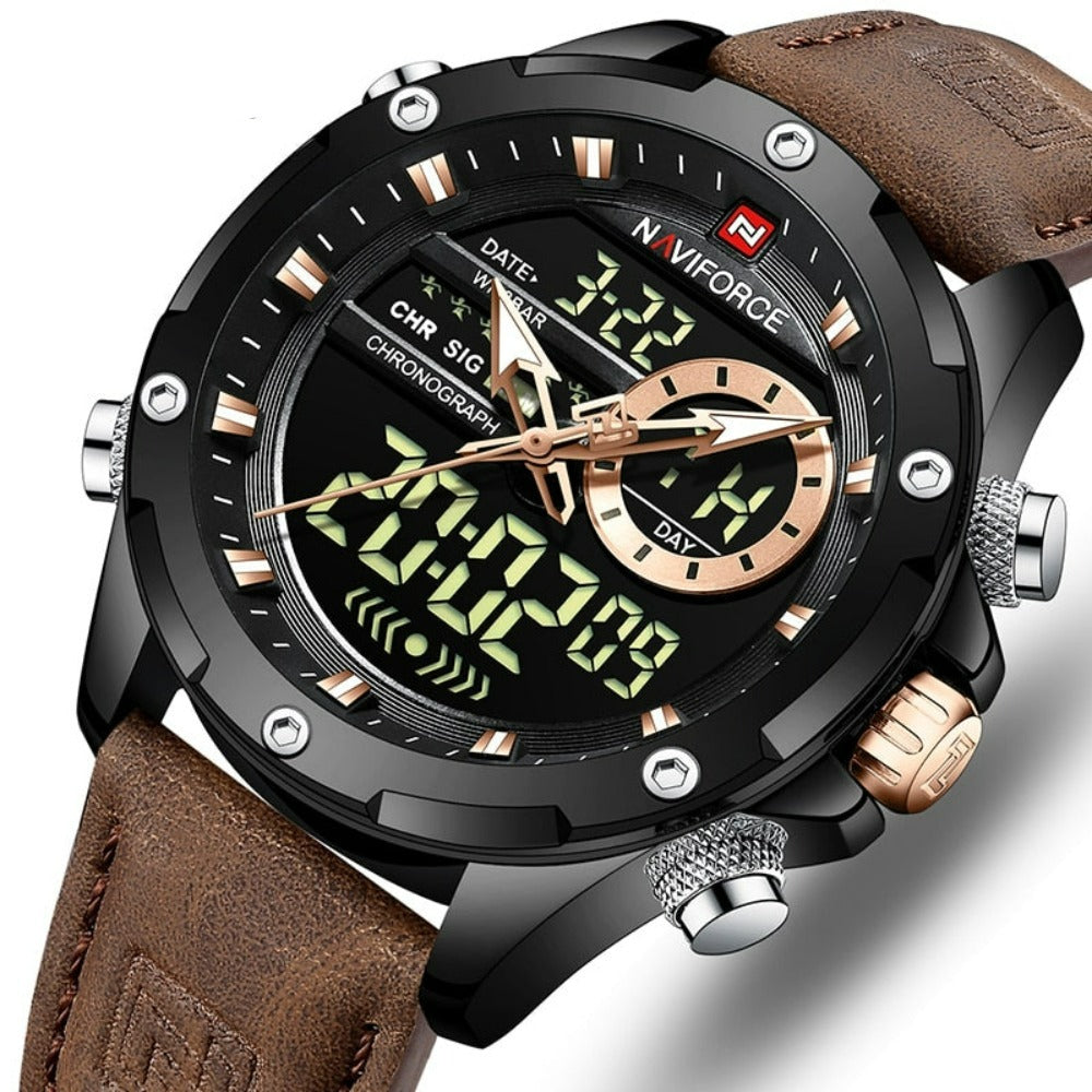 Waterproof Men's Military Watch with Dual Functionality