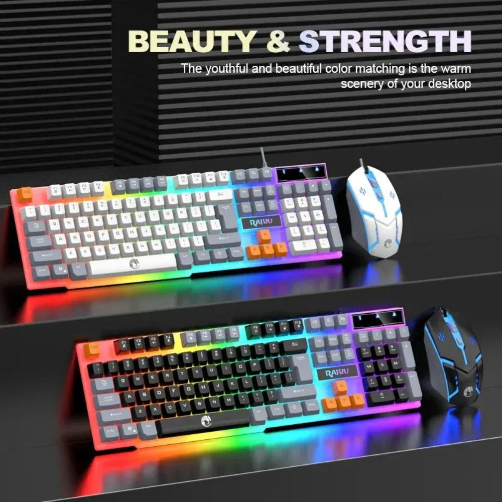 Wired Gaming Keyboard and Mouse Set with 104 LED Keys