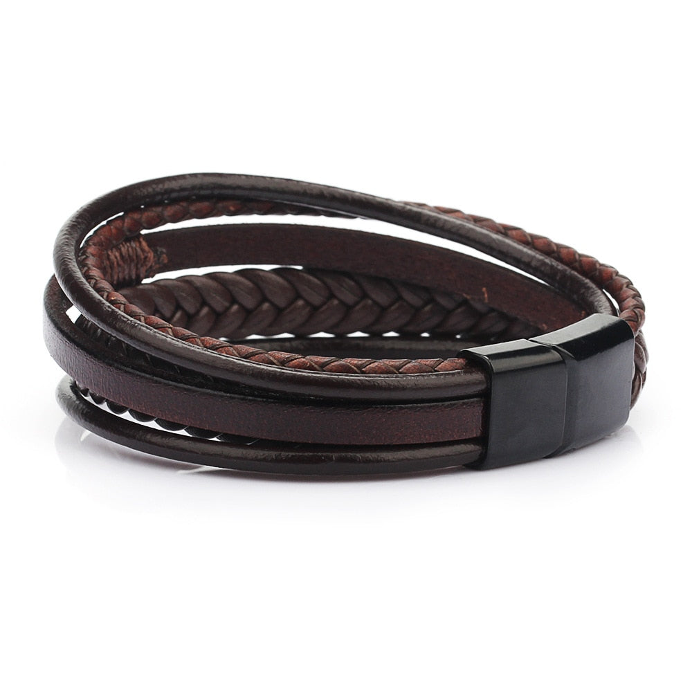 Vegan Leather Bracelet with a Layered Appearance