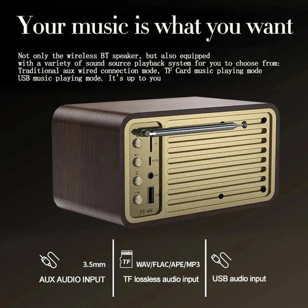 Wooden Bluetooth Speaker with Vintage Classic Radio Theme