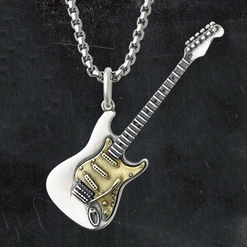 Electric Guitar Necklace with a Two Tone Design