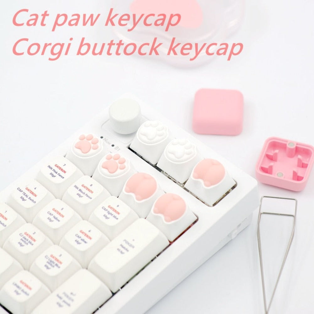 Set of 4 Keycaps with Feline Paws Design