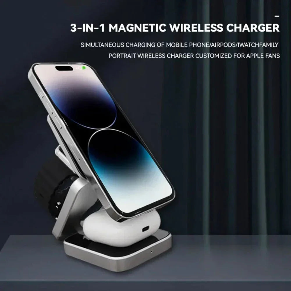 3 in 1 Foldable Phone Stand with Wireless Charging Capability