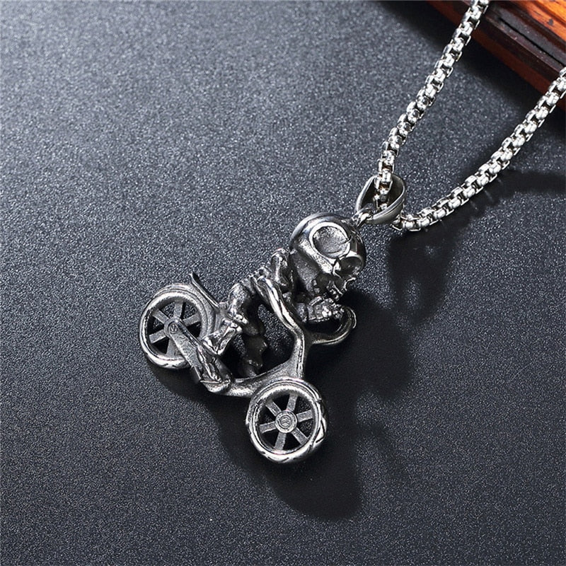 Bike Necklace with a Skeleton Design