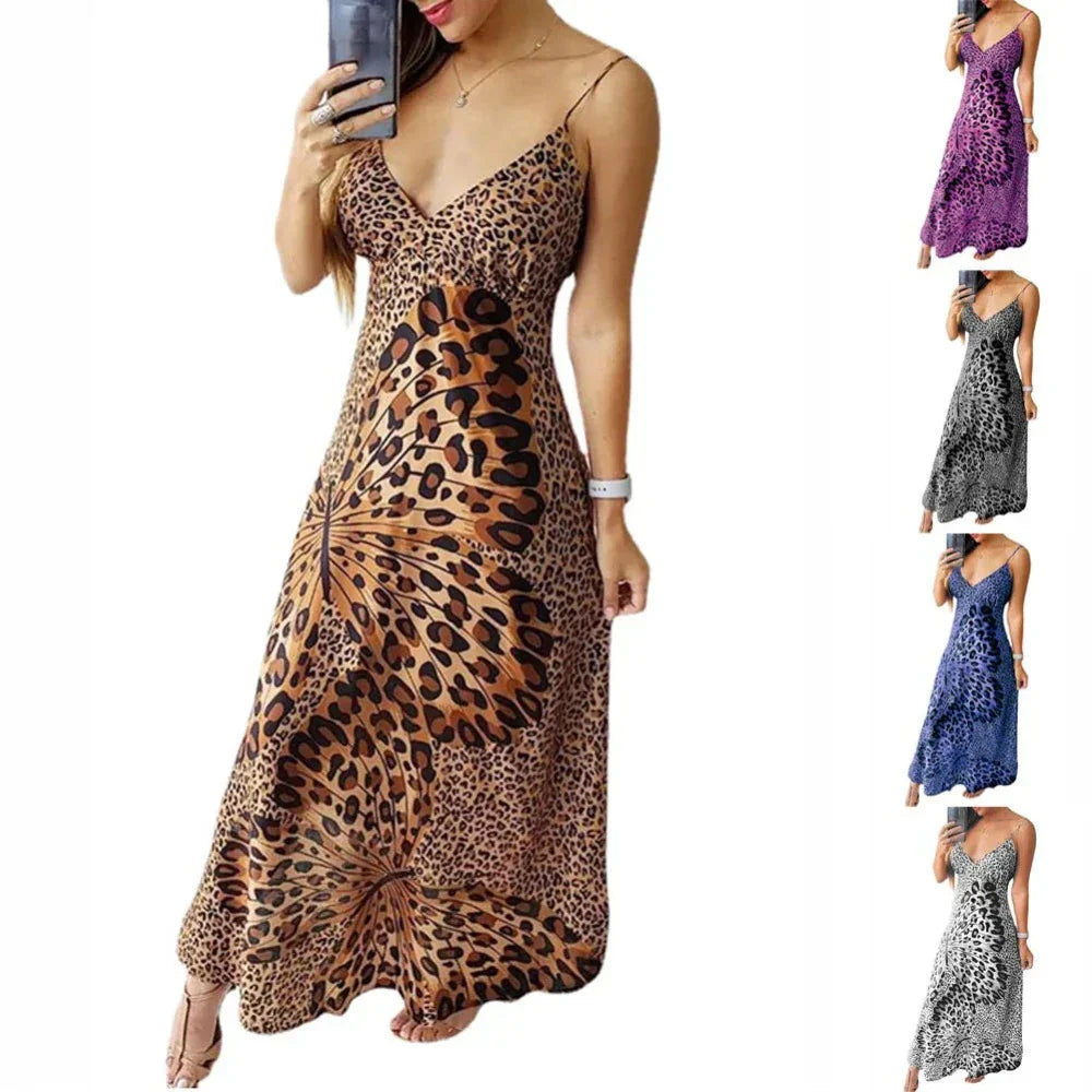 Sleeveless Dress with Leopard Print for Women