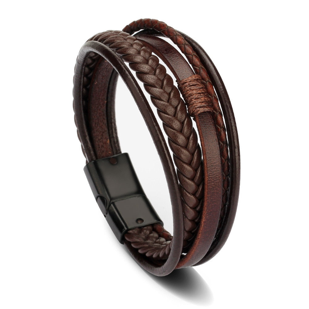 Vegan Leather Bracelet with a Layered Appearance