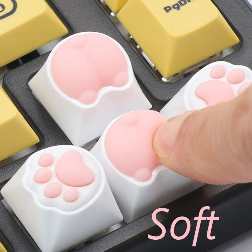Set of 4 Keycaps with Feline Paws Design