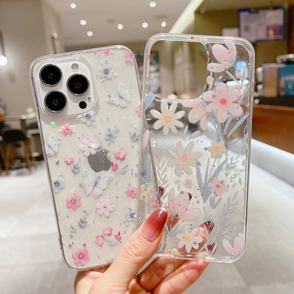 Sparkling Clear Floral Phone Case