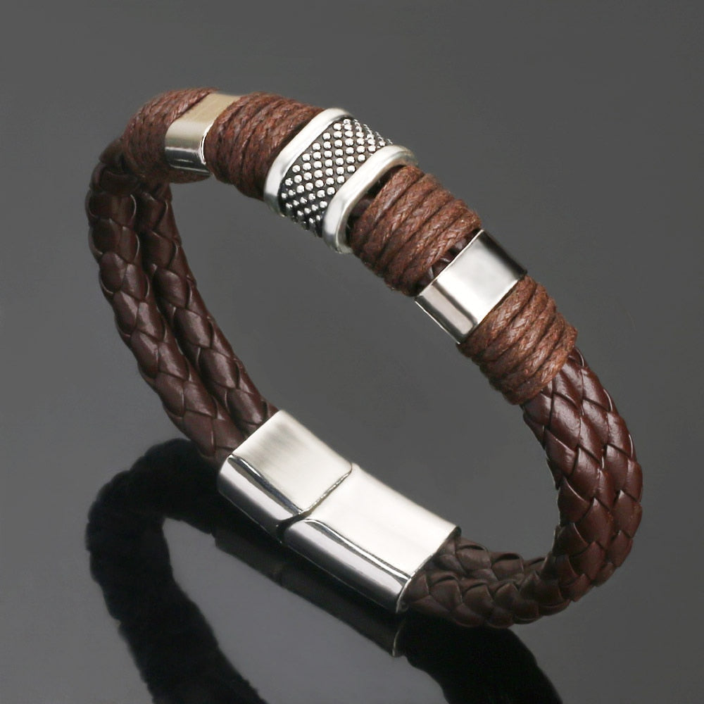 Vegan Leather Bracelet with a Layered Appearance