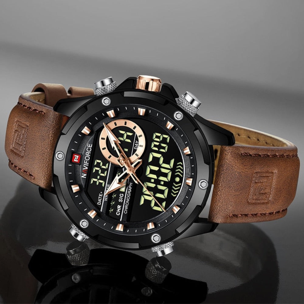 Waterproof Men's Military Watch with Dual Functionality
