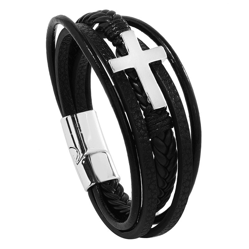 Vegan Leather Bracelet with a Layered Appearance