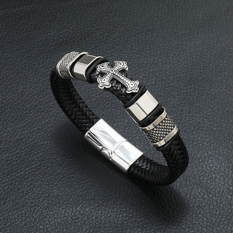 Vegan Leather Bracelet with a Layered Appearance