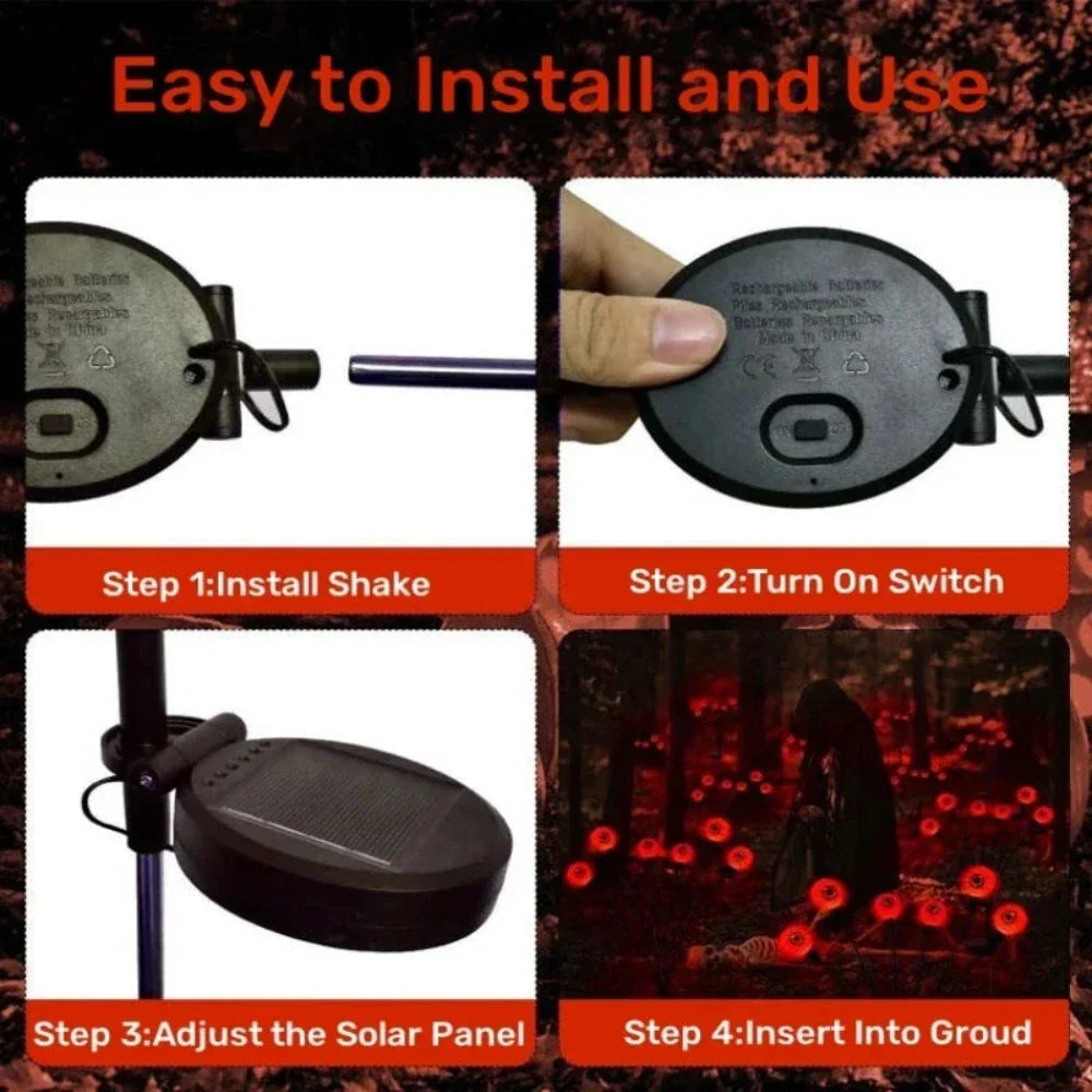 Set of 10 LED Solar Eye Ball Lights for Halloween (2 Packs)