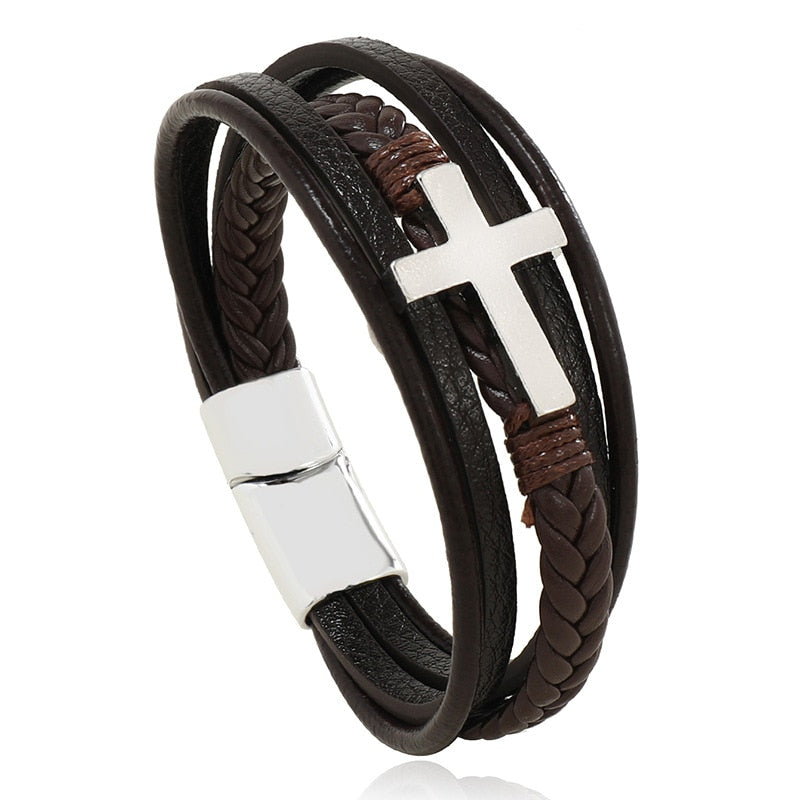 Vegan Leather Bracelet with a Layered Appearance