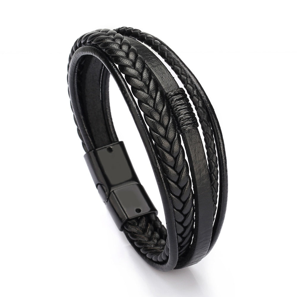 Vegan Leather Bracelet with a Layered Appearance