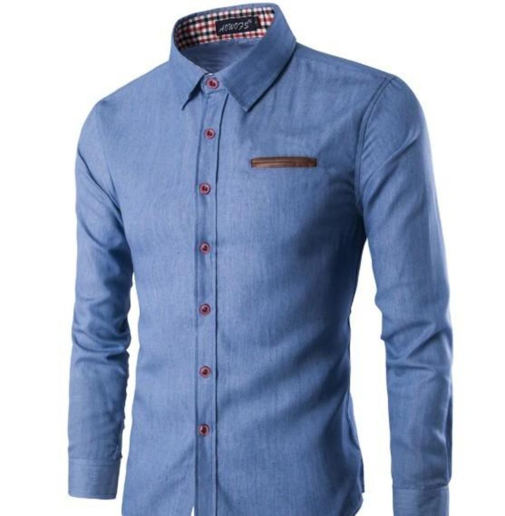 Slim-Fitting Men's Denim Shirt