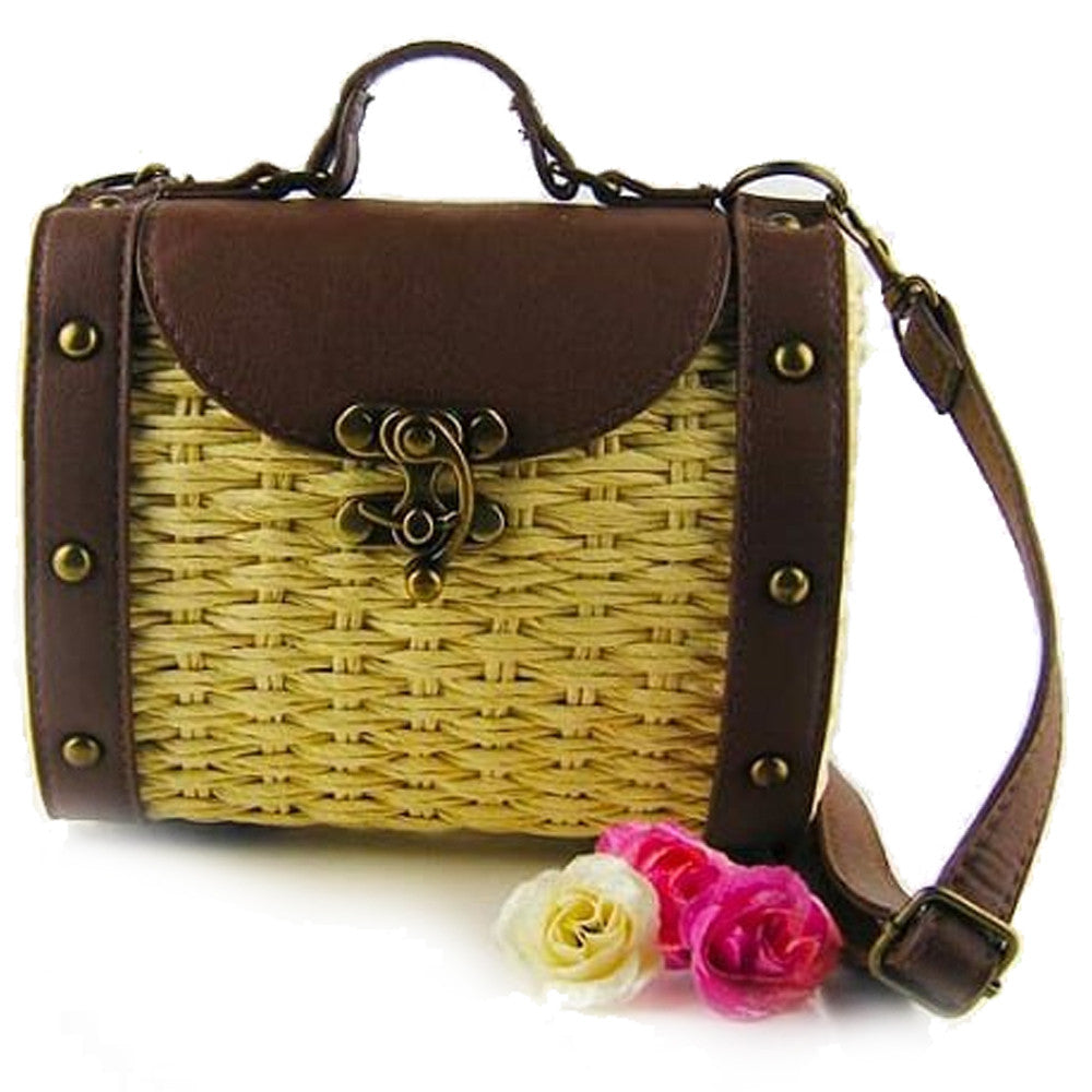 Vintage Style Handwoven Straw Bag for Women