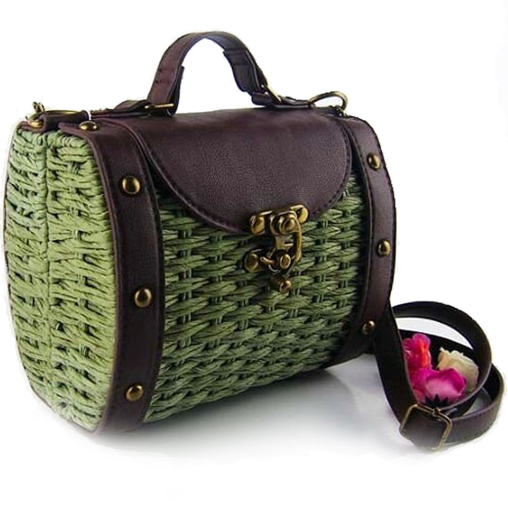 Vintage Style Handwoven Straw Bag for Women