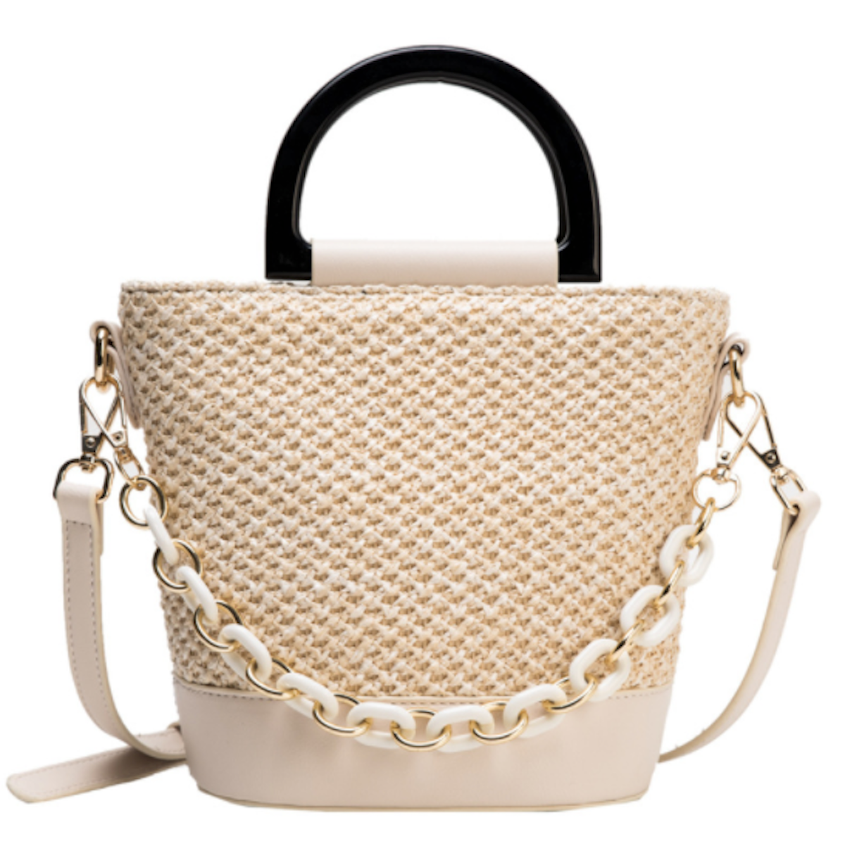 Summer Straw Bag with Chain Accents: Embrace the Season in Style!